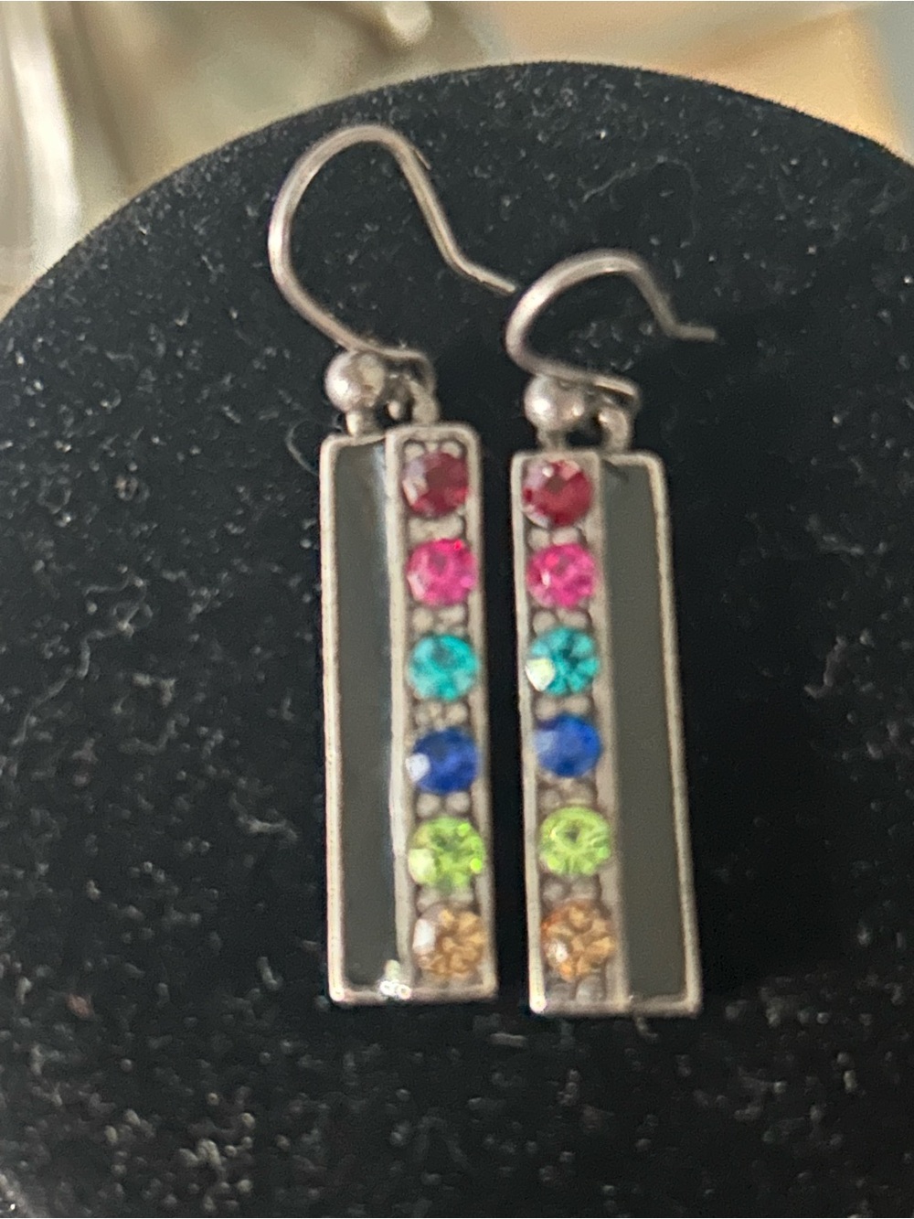 Chicos Colorful Crystal Bar Drop Earrings